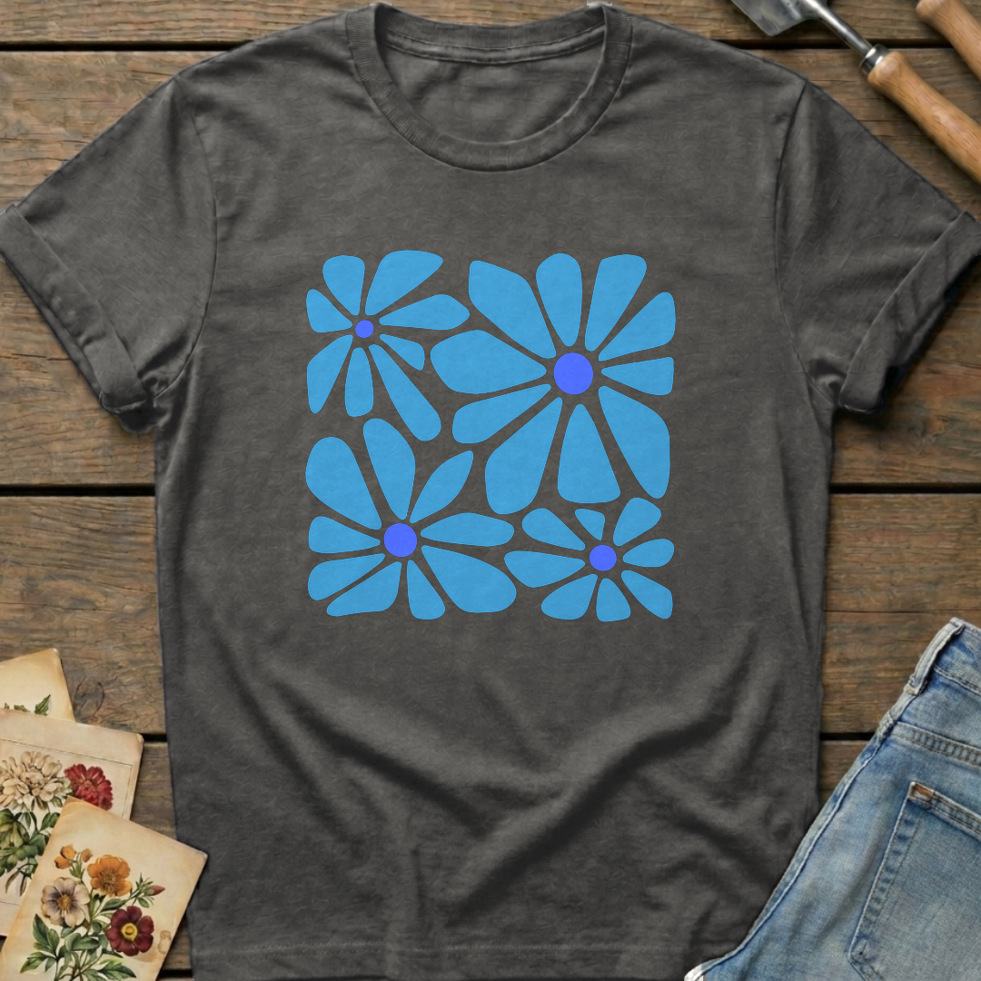 Pretty Blue T-shirt in Pepper - Comfort Colors 1717 flat lay