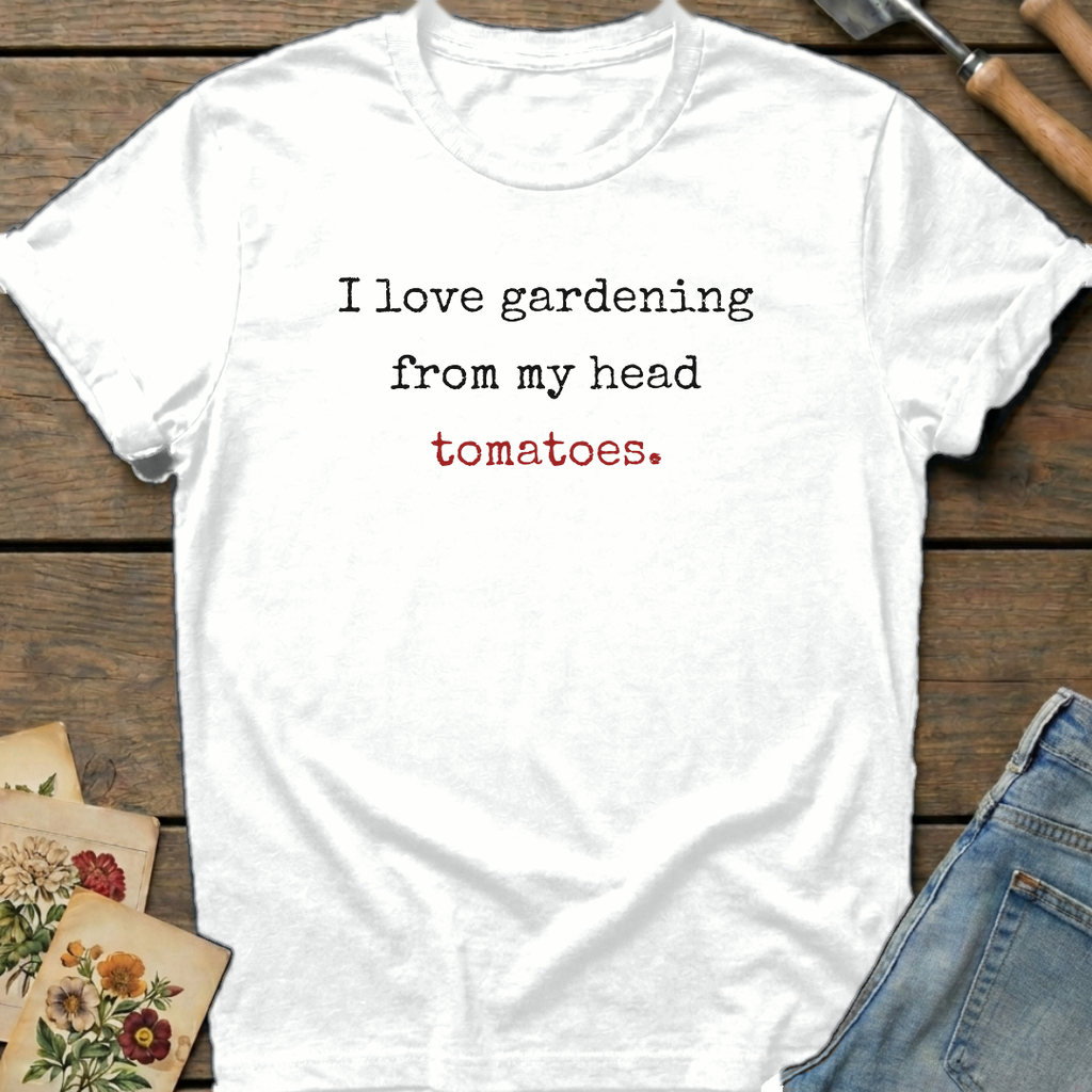 Head Tomatoes T-Shirt in White - Comfort Colors 1717 flat lay
