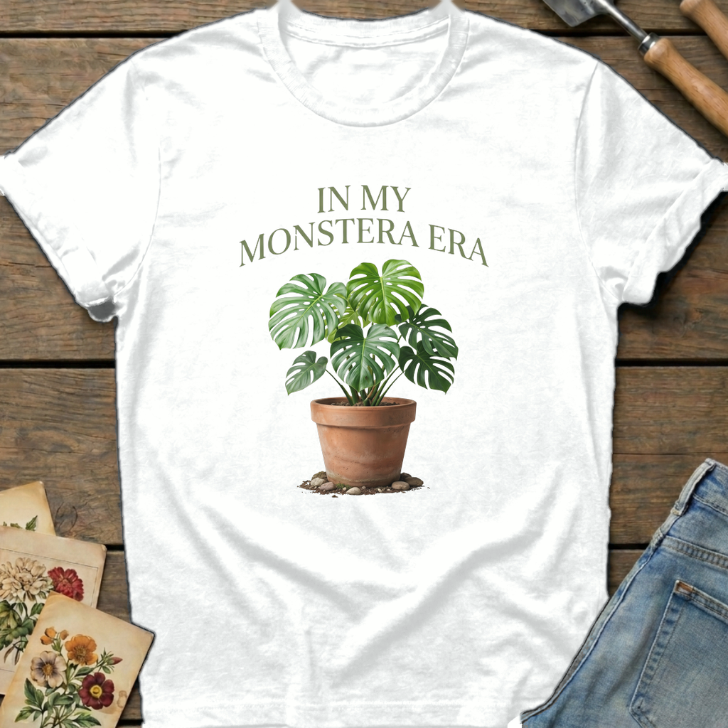 Monstera Era T-Shirt in White - Comfort Colors 1717 flat lay
