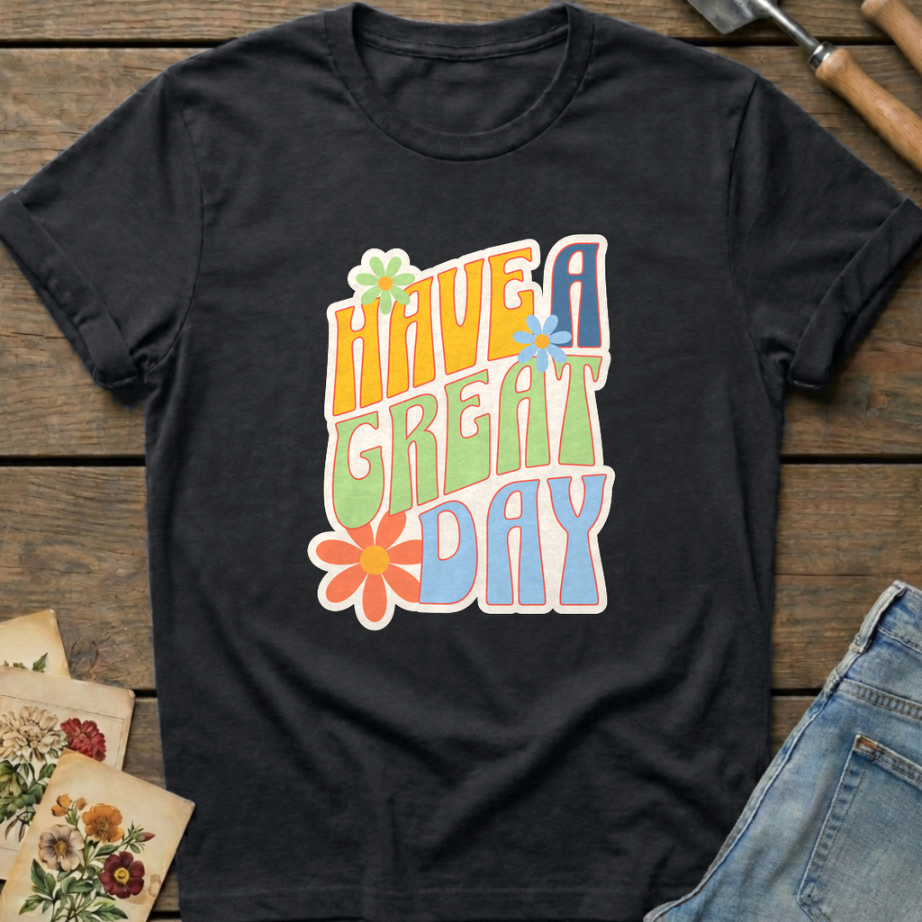 Have A Great Day in Black - Comfort Colors 1717 flat lay