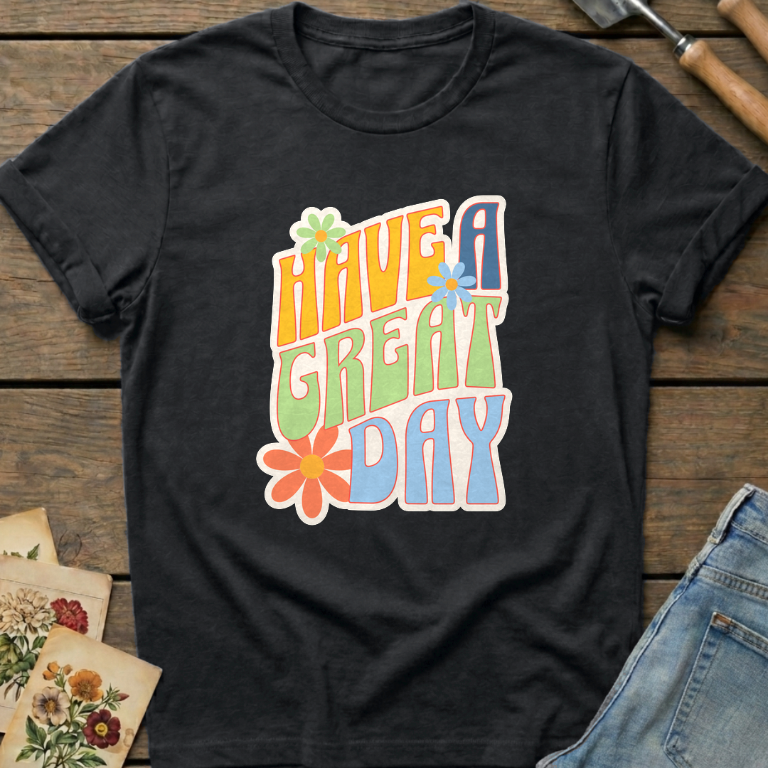 Have A Great Day in Black - Comfort Colors 1717 flat lay