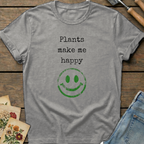 Plants make me happy T-Shirt in Grey - Comfort Colors 1717 flat lay