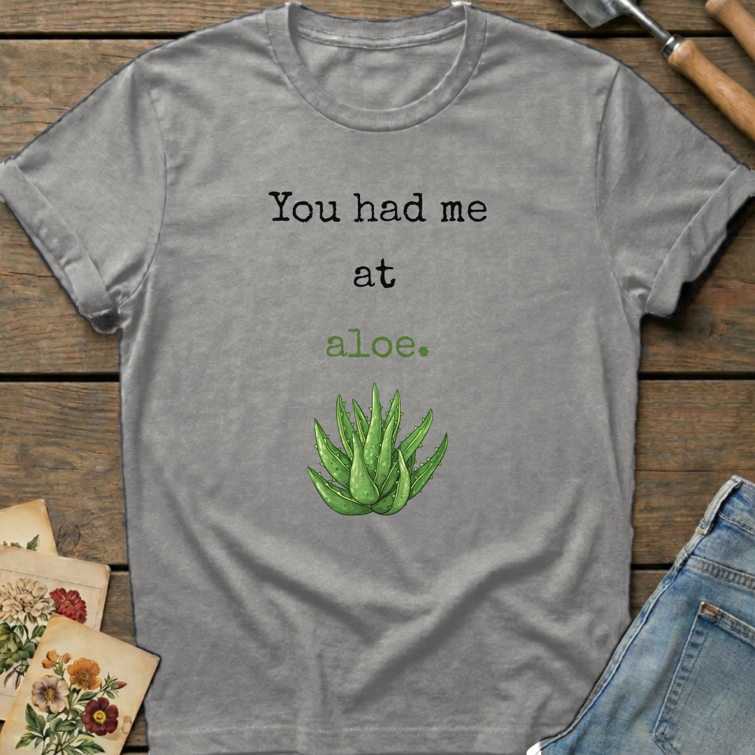 You had me at Aloe T-Shirt in Grey - Comfort Colors 1717 flat lay