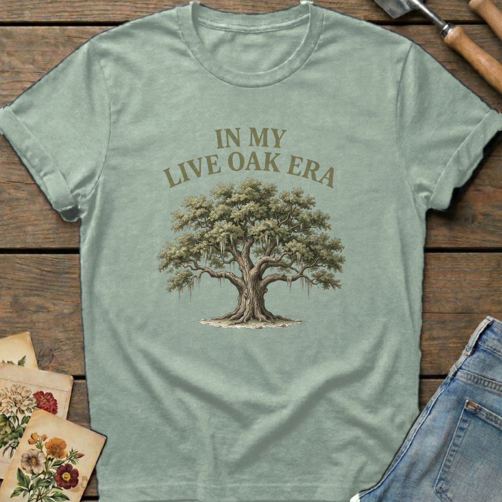 Live Oak Era T-Shirt in Bay - Comfort Colors 1717 flat lay