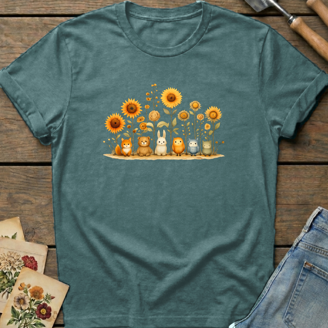 Forest Friends T-Shirt in Blue Spruce - Comfort Colors 1717 flat lay