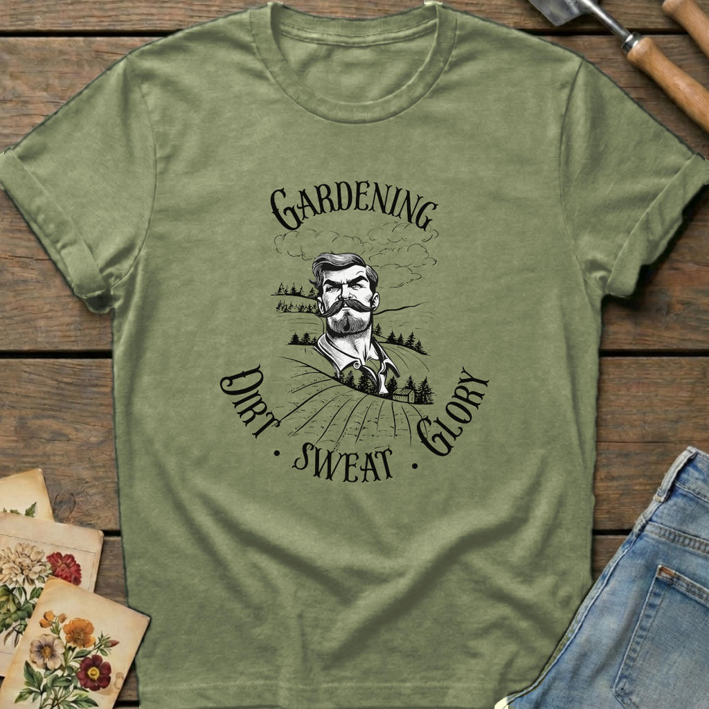Dirt Sweat Glory T-shirt in Moss - Comfort Colors 1717 flat lay
