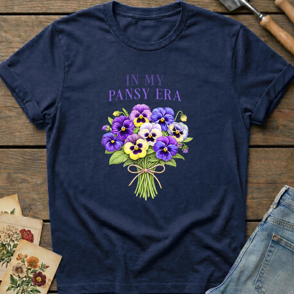 Pansy Era T-Shirt in Midnight - Comfort Colors 1717 flat lay