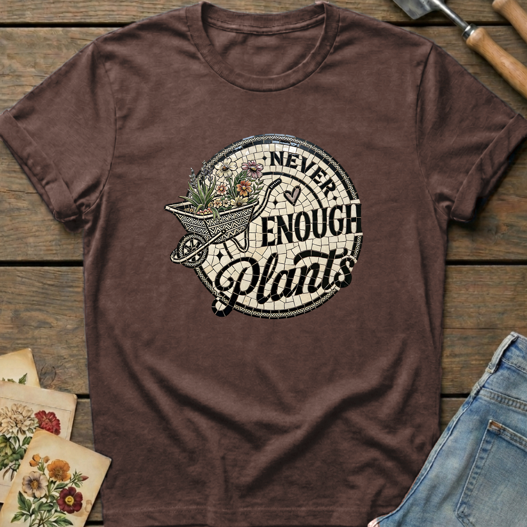 Never Enough Plants Mosaic T-shirt in Espresso - Comfort Colors 1717 flat lay