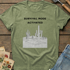 Survival Mode Activated T-shirt in Moss - Comfort Colors 1717 flat lay