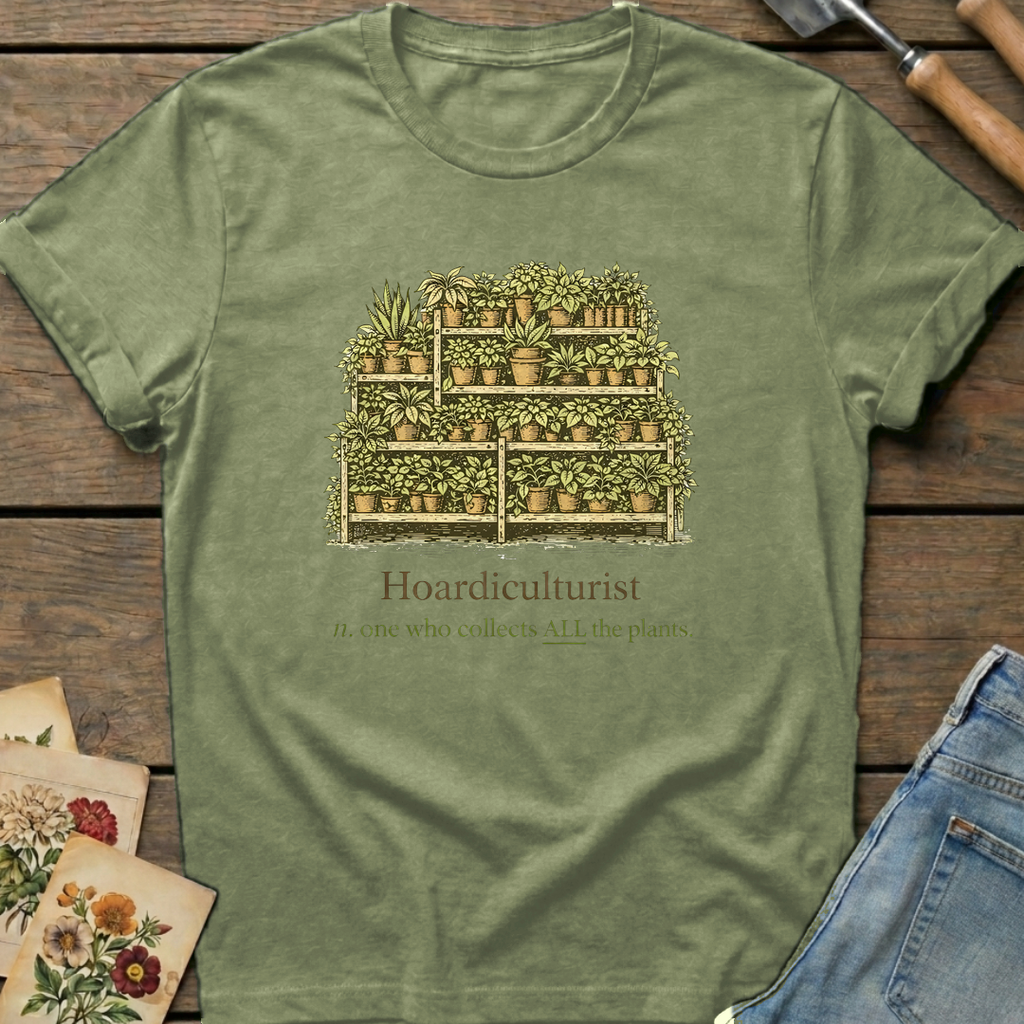 Hoardiculturist T-Shirt in Moss - Comfort Colors 1717 flat lay