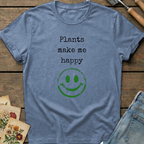 Plants make me happy T-Shirt in Blue Jean - Comfort Colors 1717 flat lay