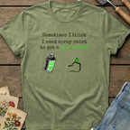 Spray Paint Green Thumb T-Shirt in Moss - Comfort Colors 1717 flat lay