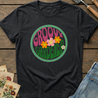 Groovy Gardener T-shirt in Black - Comfort Colors 1717 flat lay