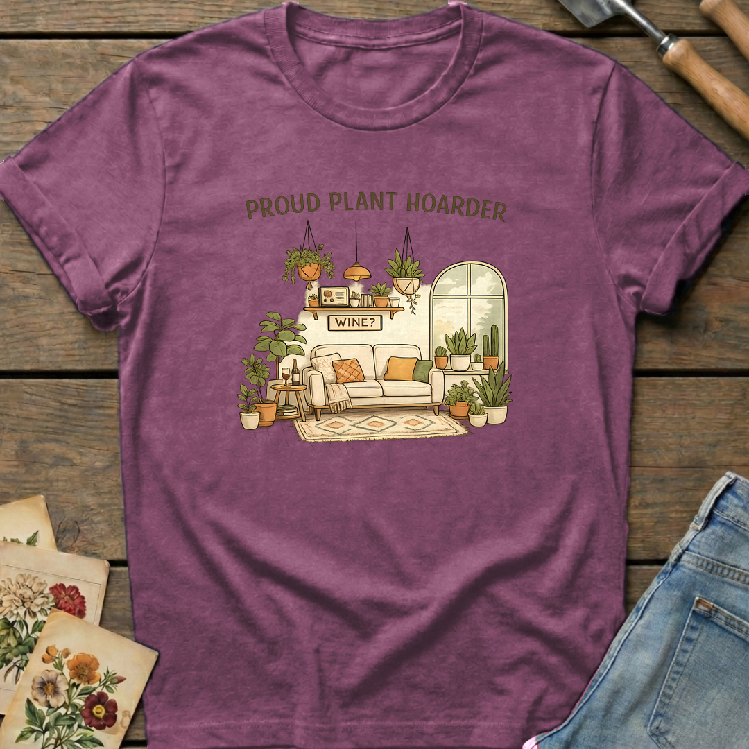 Proud Hoarder T-Shirt in Berry - Comfort Colors 1717 flat lay