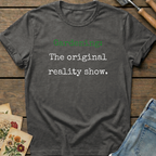 Gardening Reality Show T-Shirt in Pepper - Comfort Colors 1717 flat lay