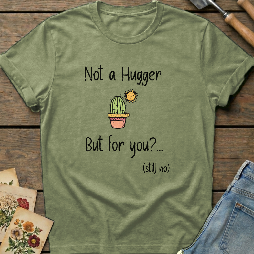Not a hugger T-Shirt in Moss - Comfort Colors 1717 flat lay