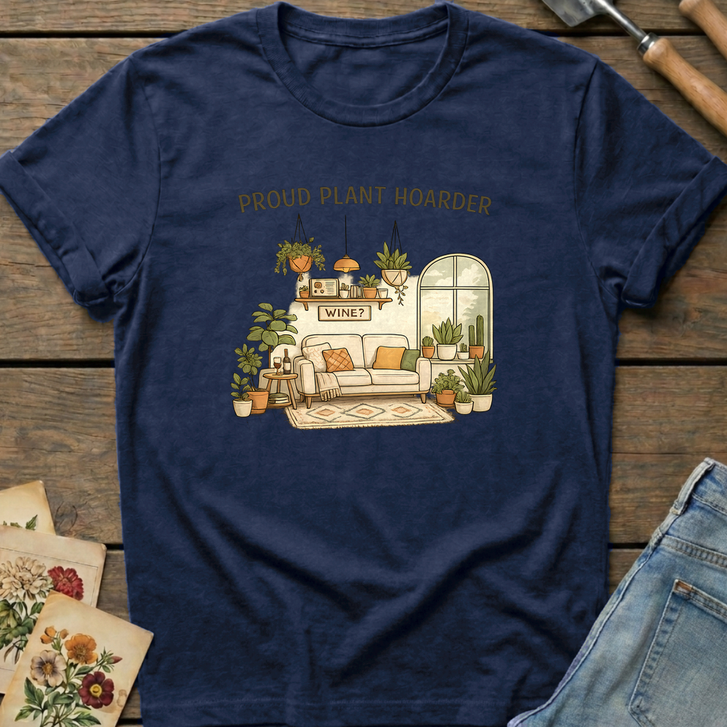 Proud Hoarder T-Shirt in Midnight - Comfort Colors 1717 flat lay