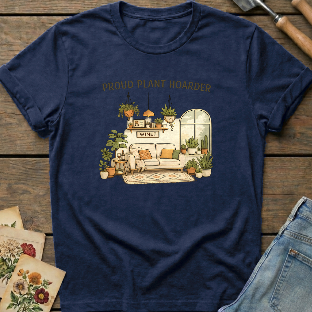 Proud Hoarder T-Shirt in Midnight - Comfort Colors 1717 flat lay