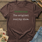 Gardening Reality Show T-Shirt in Espresso - Comfort Colors 1717 flat lay