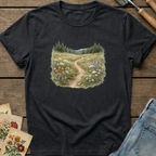 Follow the Path Less Traveled T-shirt in Black - Comfort Colors 1717 flat lay