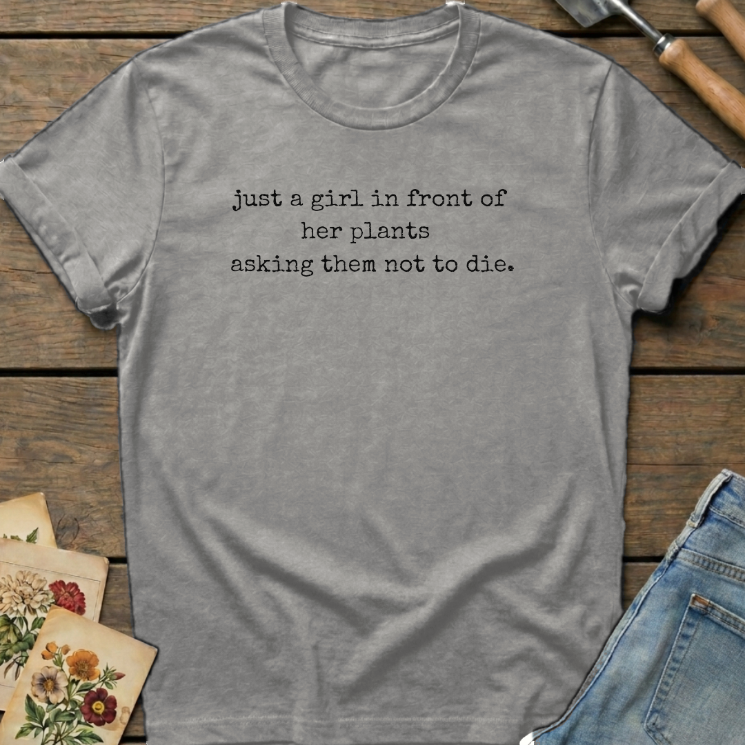 Just a girl asking T-Shirt in Grey - Comfort Colors 1717 flat lay