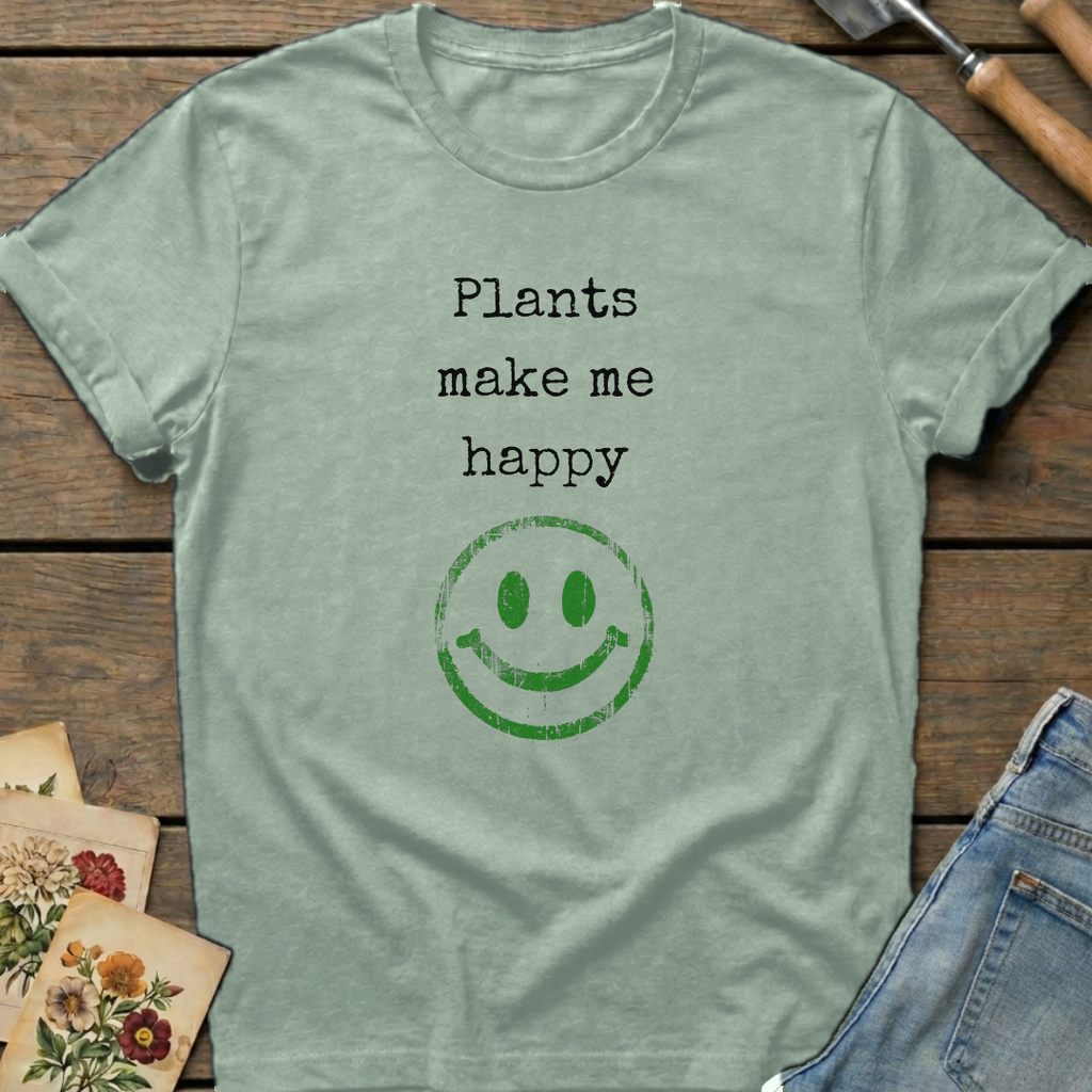 Plants make me happy T-Shirt in Bay - Comfort Colors 1717 flat lay