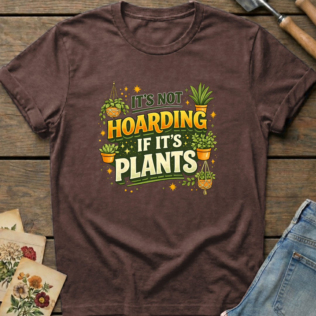 Not Hoarding Plants T-Shirt in Espresso - Comfort Colors 1717 flat lay