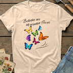 Butterflies are self-propelled Flowers T-shirt in Ivory - Comfort Colors 1717 flat lay