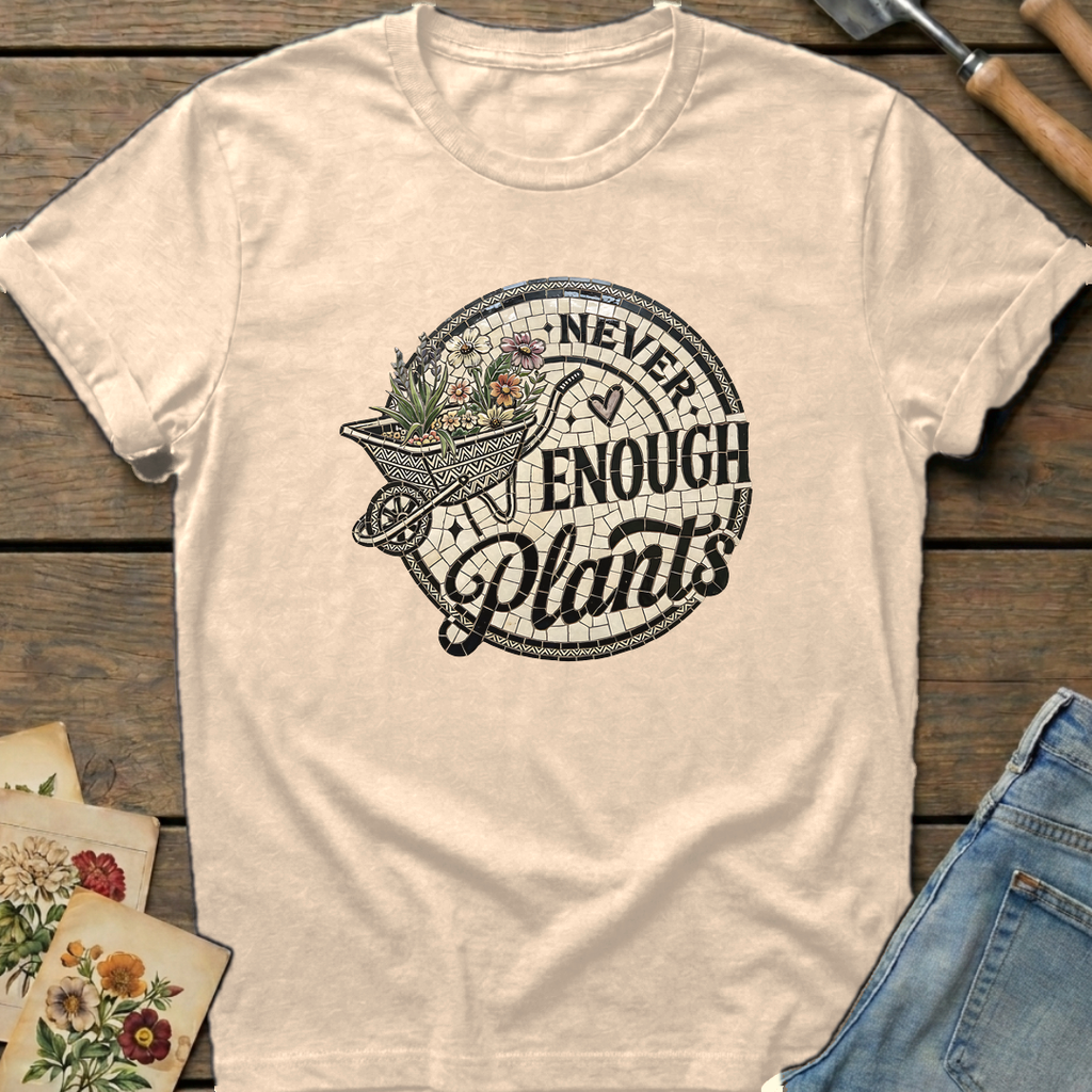 Never Enough Plants Mosaic T-shirt in Ivory - Comfort Colors 1717 flat lay