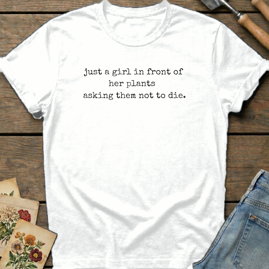 Just a girl asking T-Shirt in White - Comfort Colors 1717 flat lay