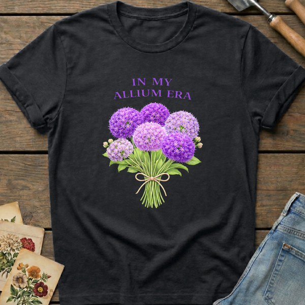 Allium Era T-Shirt in Black - Comfort Colors 1717 flat lay