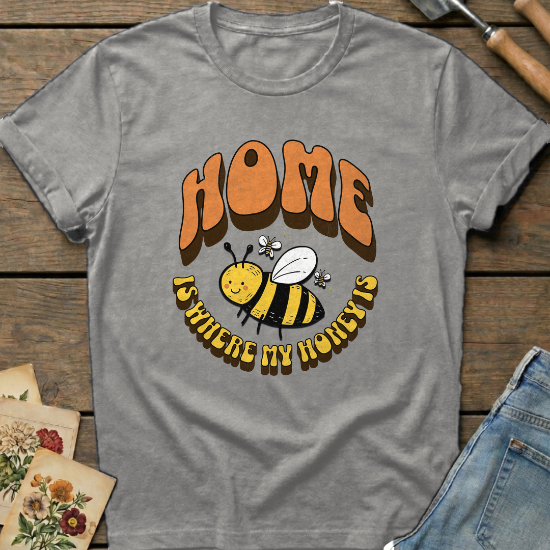 Home Is Where My Honey Is in Grey - Comfort Colors 1717 flat lay