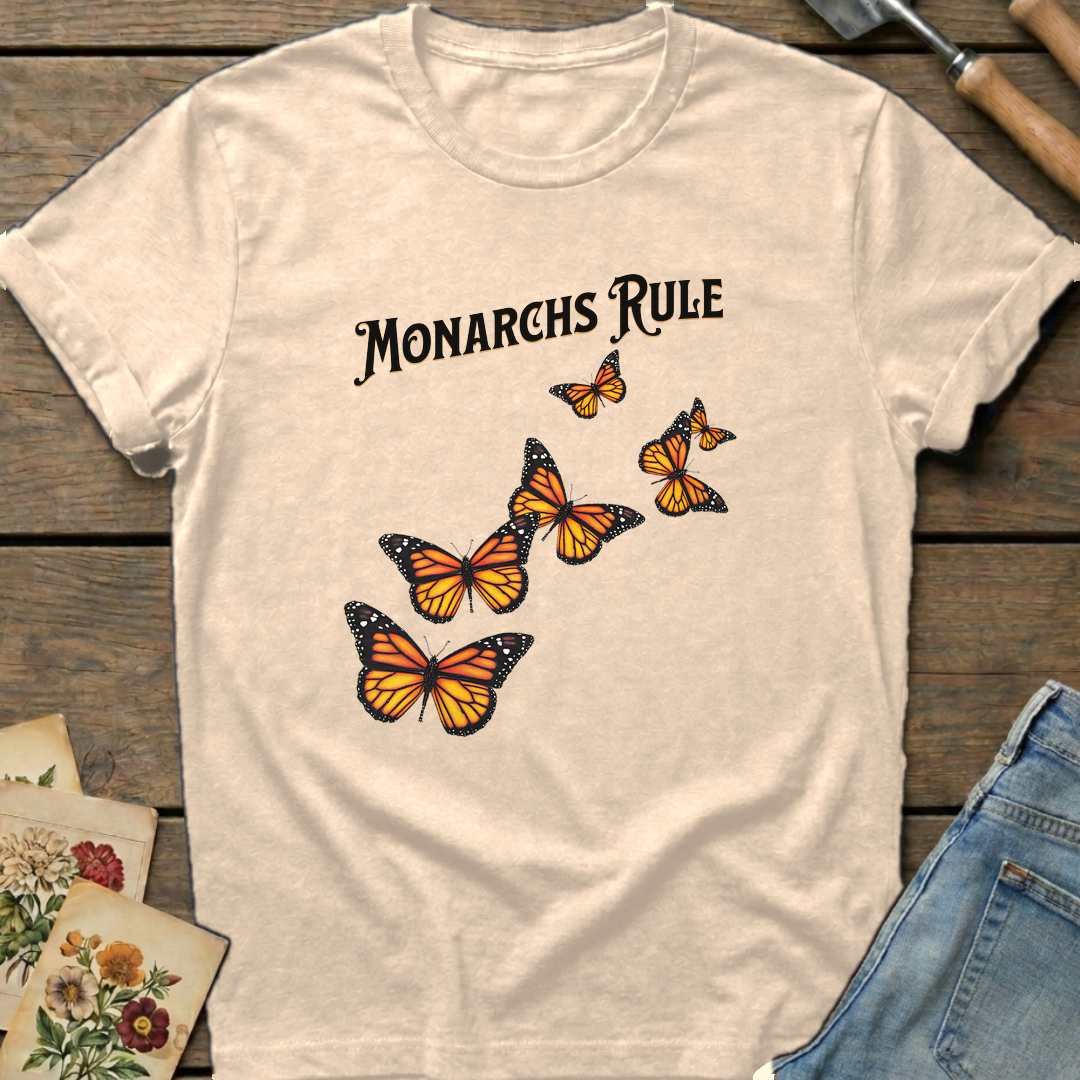 Monarchs Rule in Ivory - Comfort Colors 1717 flat lay