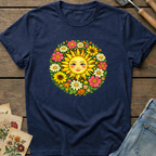 Radiant Sun Face in Midnight - Comfort Colors 1717 flat lay