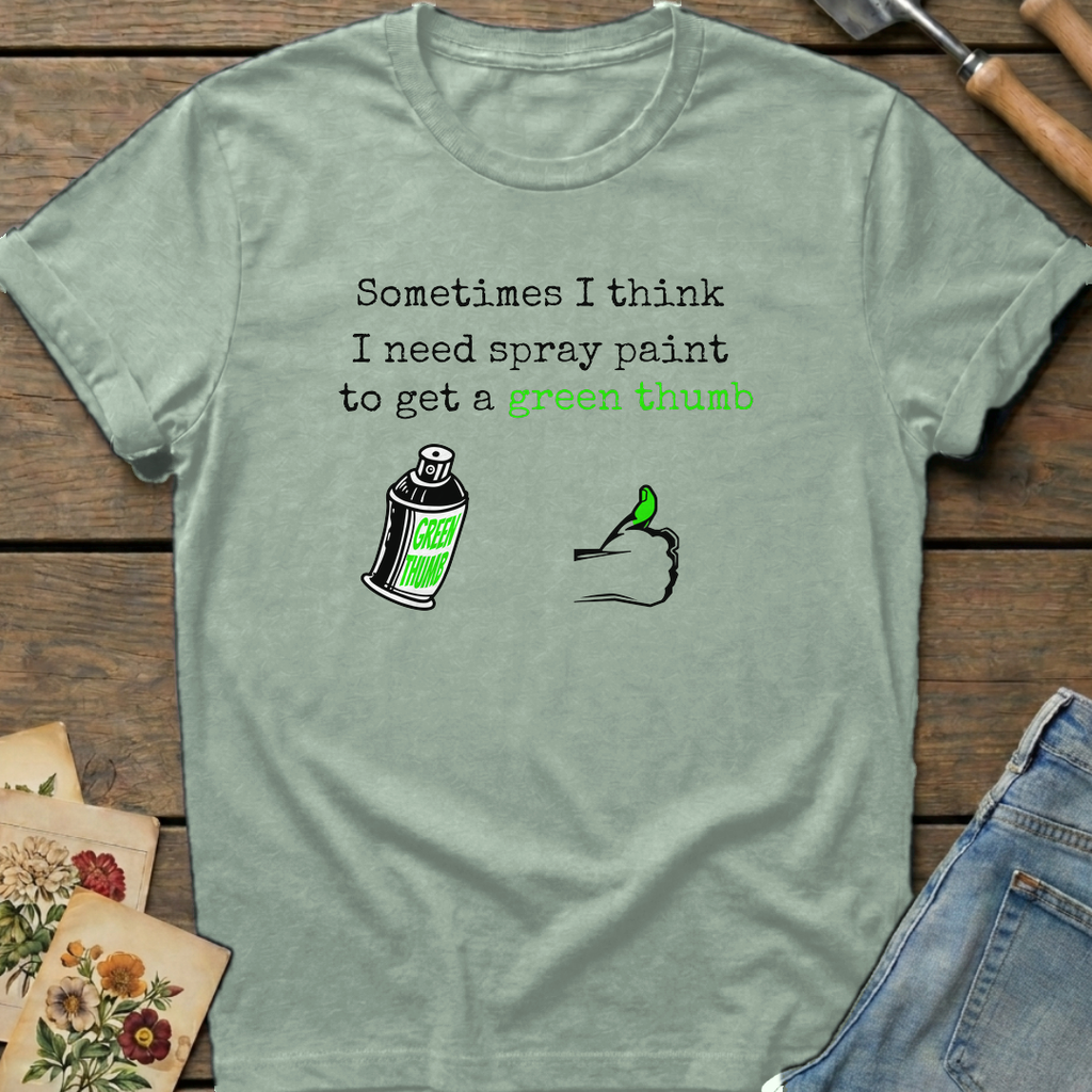 Spray Paint Green Thumb T-Shirt in Bay - Comfort Colors 1717 flat lay