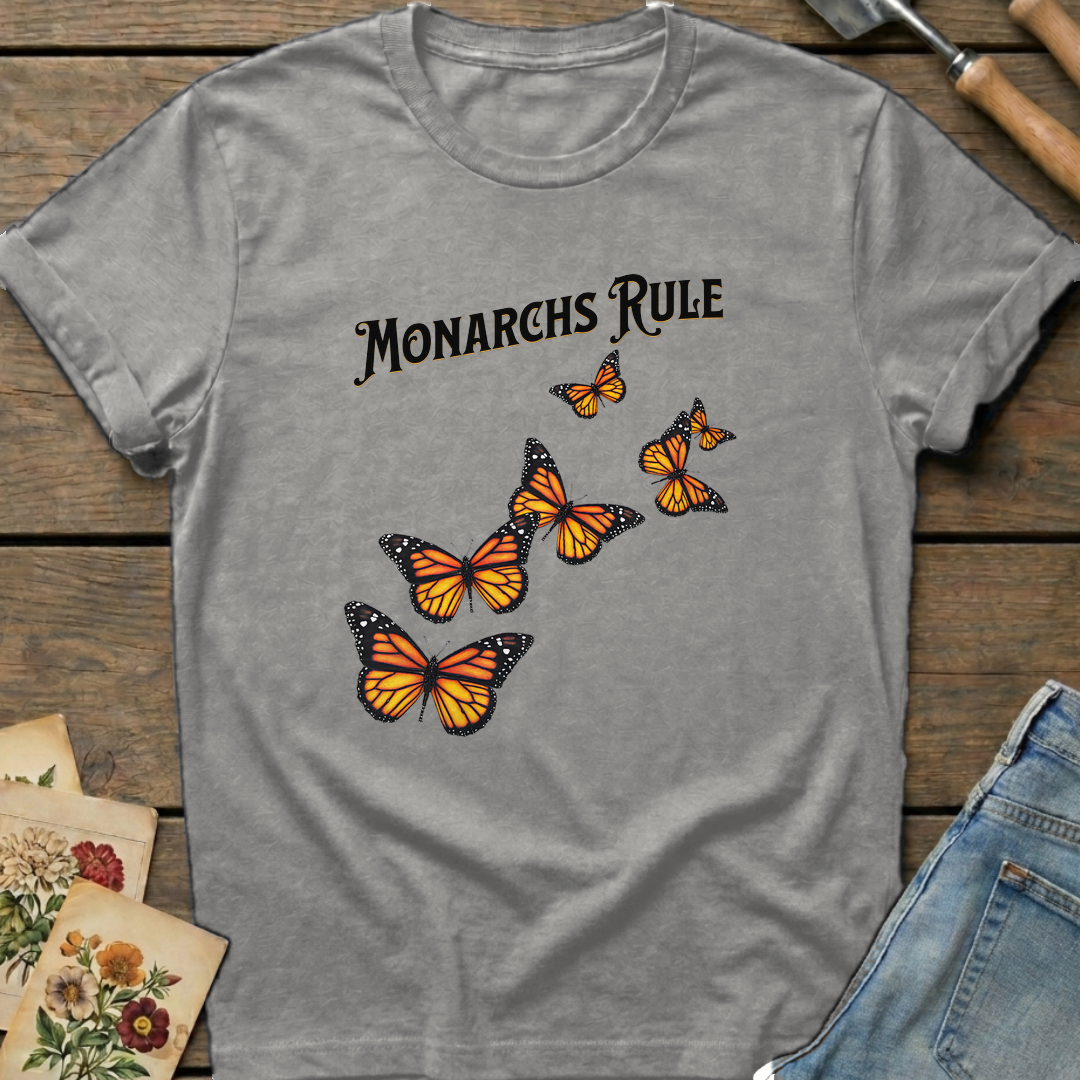 Monarchs Rule in Grey - Comfort Colors 1717 flat lay