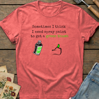 Spray Paint Green Thumb T-Shirt in Watermelon - Comfort Colors 1717 flat lay