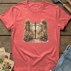 Climbing Rose Entrance T-shirt in Watermelon - Comfort Colors 1717 flat lay
