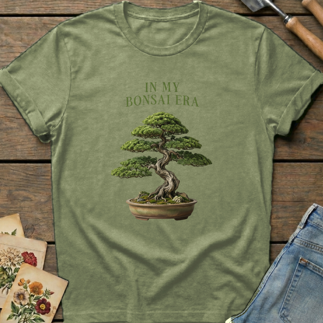 Bonsai Era T-Shirt in Moss - Comfort Colors 1717 flat lay