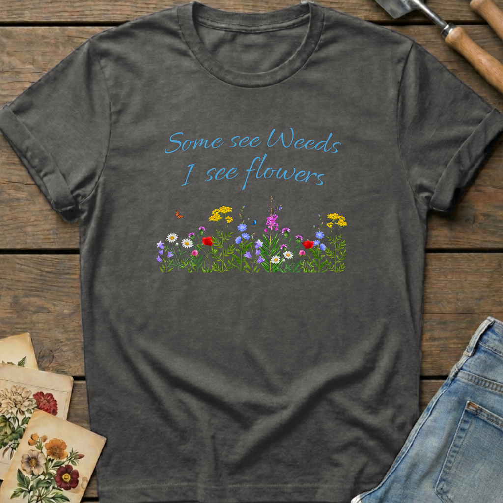 Some See Weeds T-Shirt in Pepper - Comfort Colors 1717 flat lay