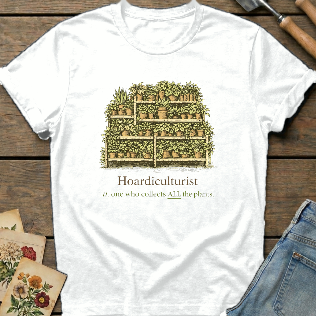Hoardiculturist T-Shirt in White - Comfort Colors 1717 flat lay