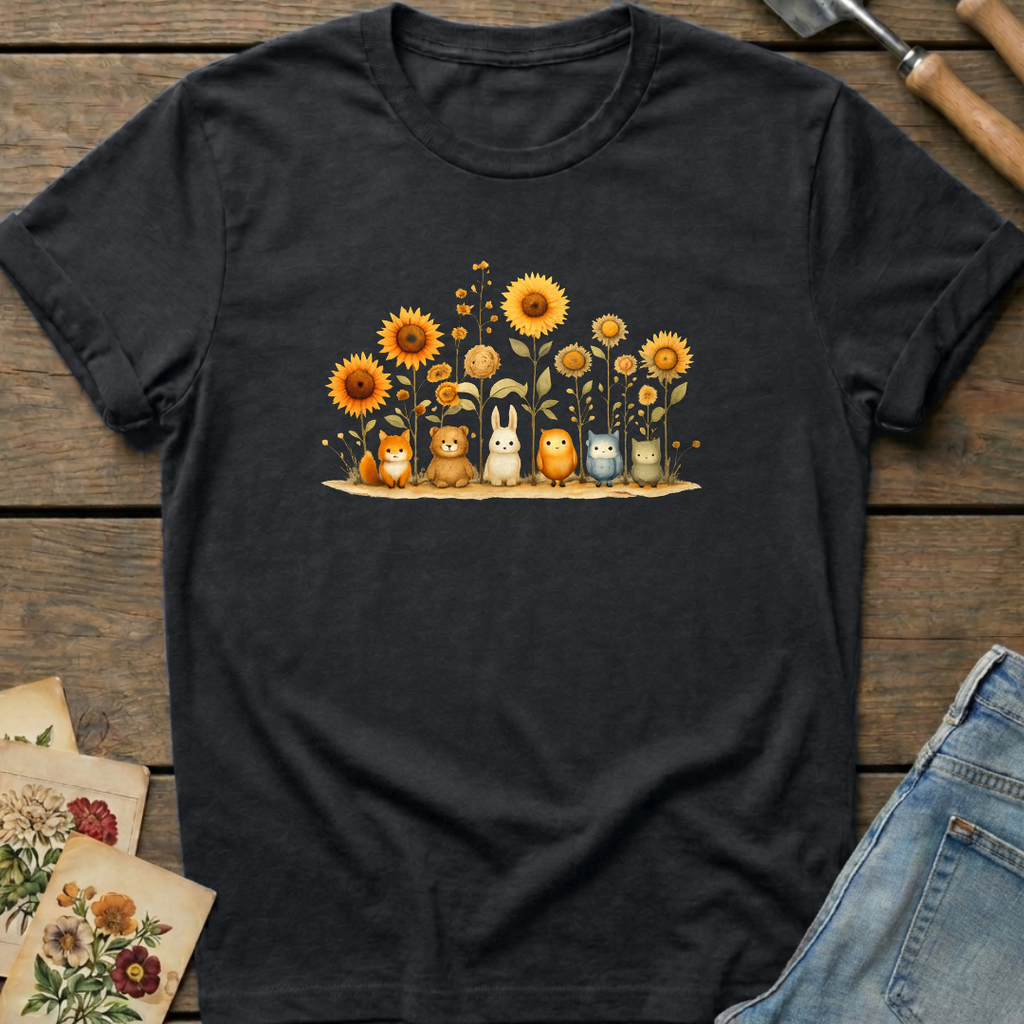 Forest Friends T-Shirt in Black - Comfort Colors 1717 flat lay