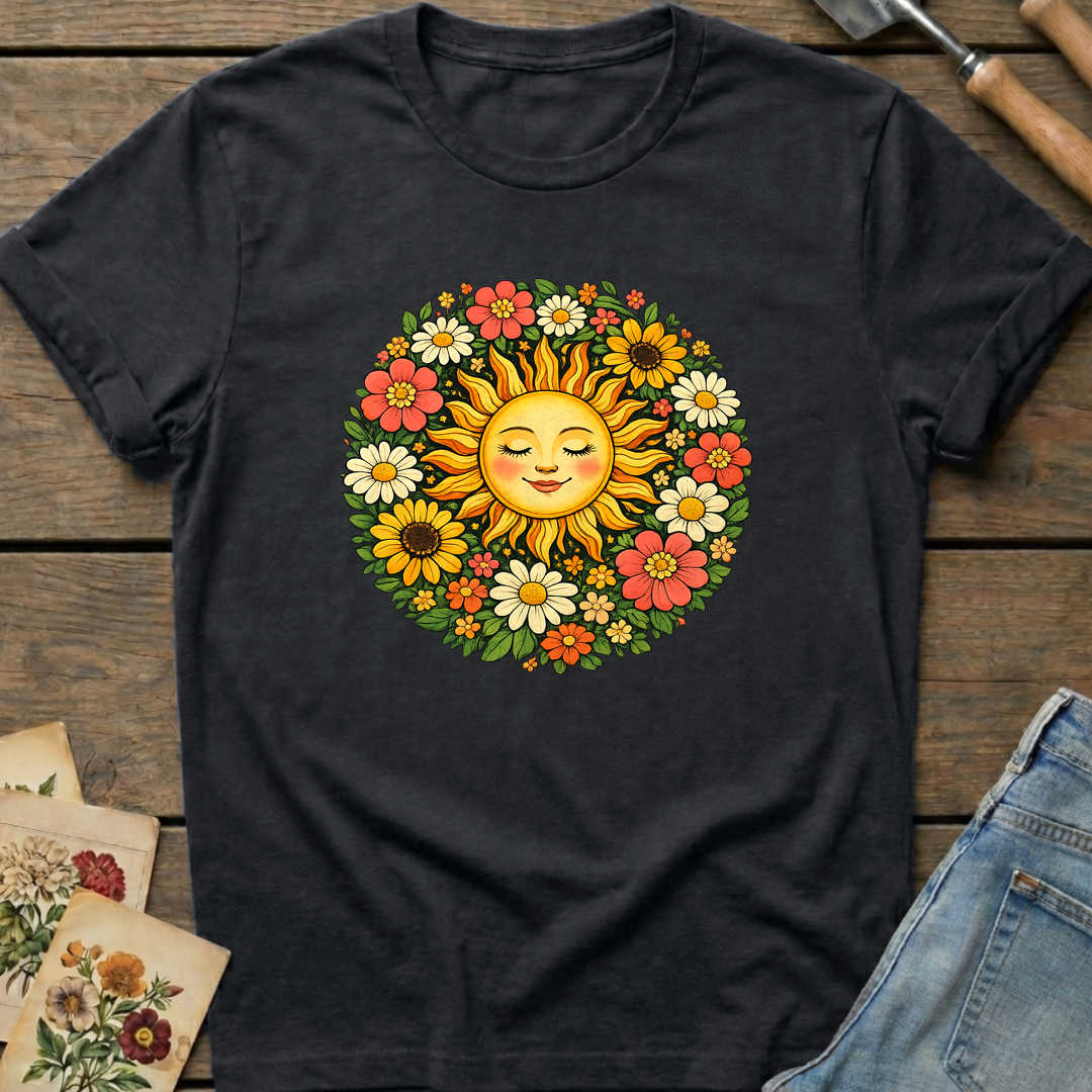 Happy Sun EC in Black - Comfort Colors 1717 flat lay