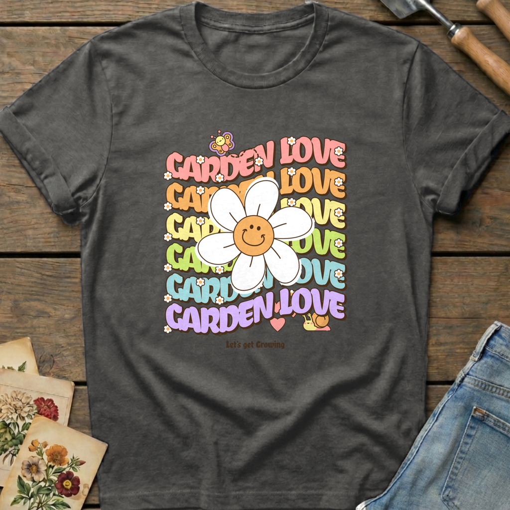 Garden Love in Pepper - Comfort Colors 1717 flat lay
