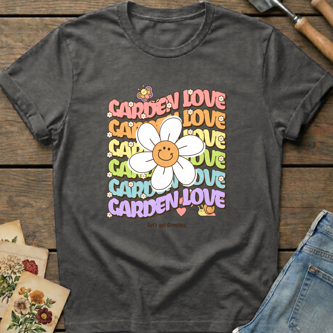 Garden Love in Pepper - Comfort Colors 1717 flat lay