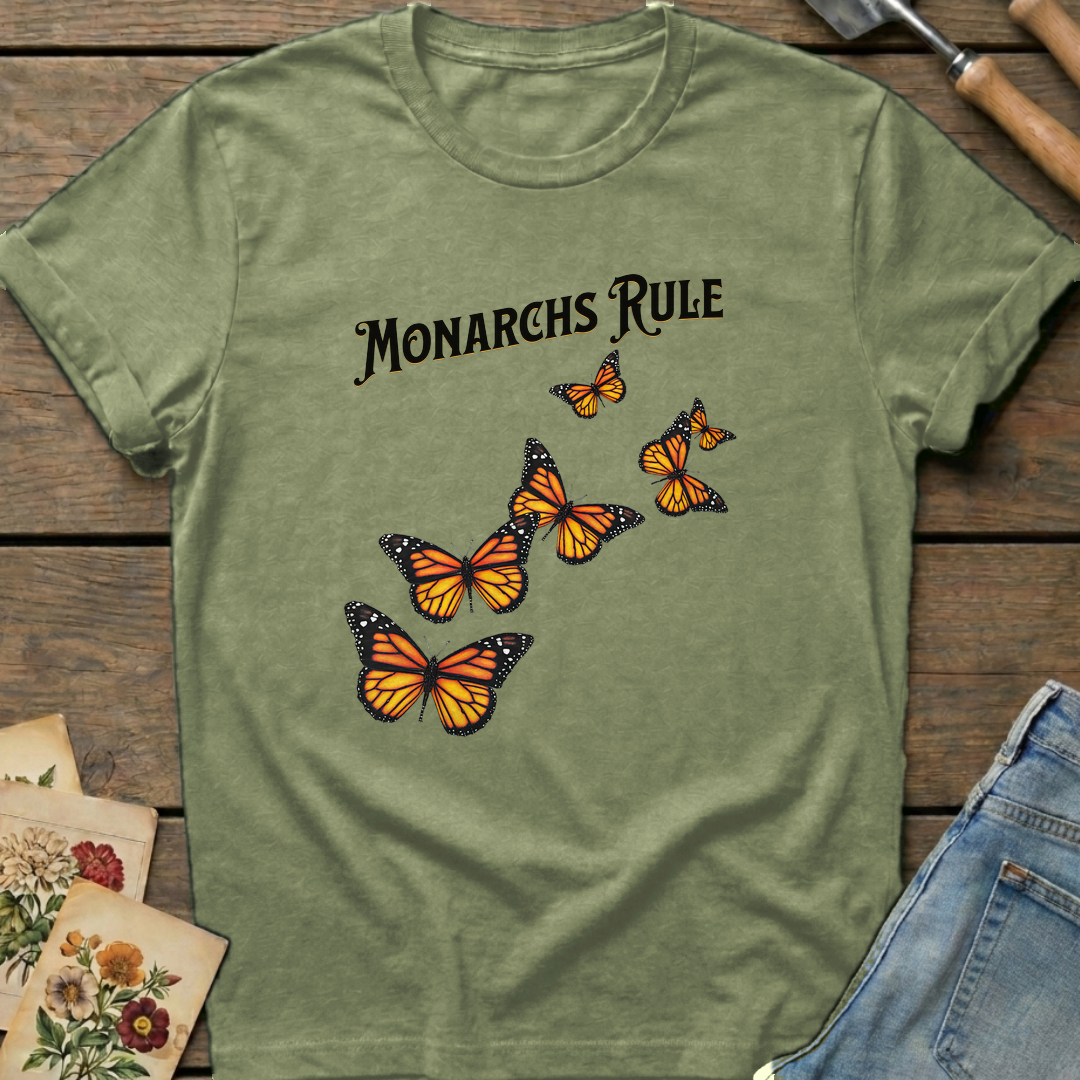 Monarchs Rule in Moss - Comfort Colors 1717 flat lay