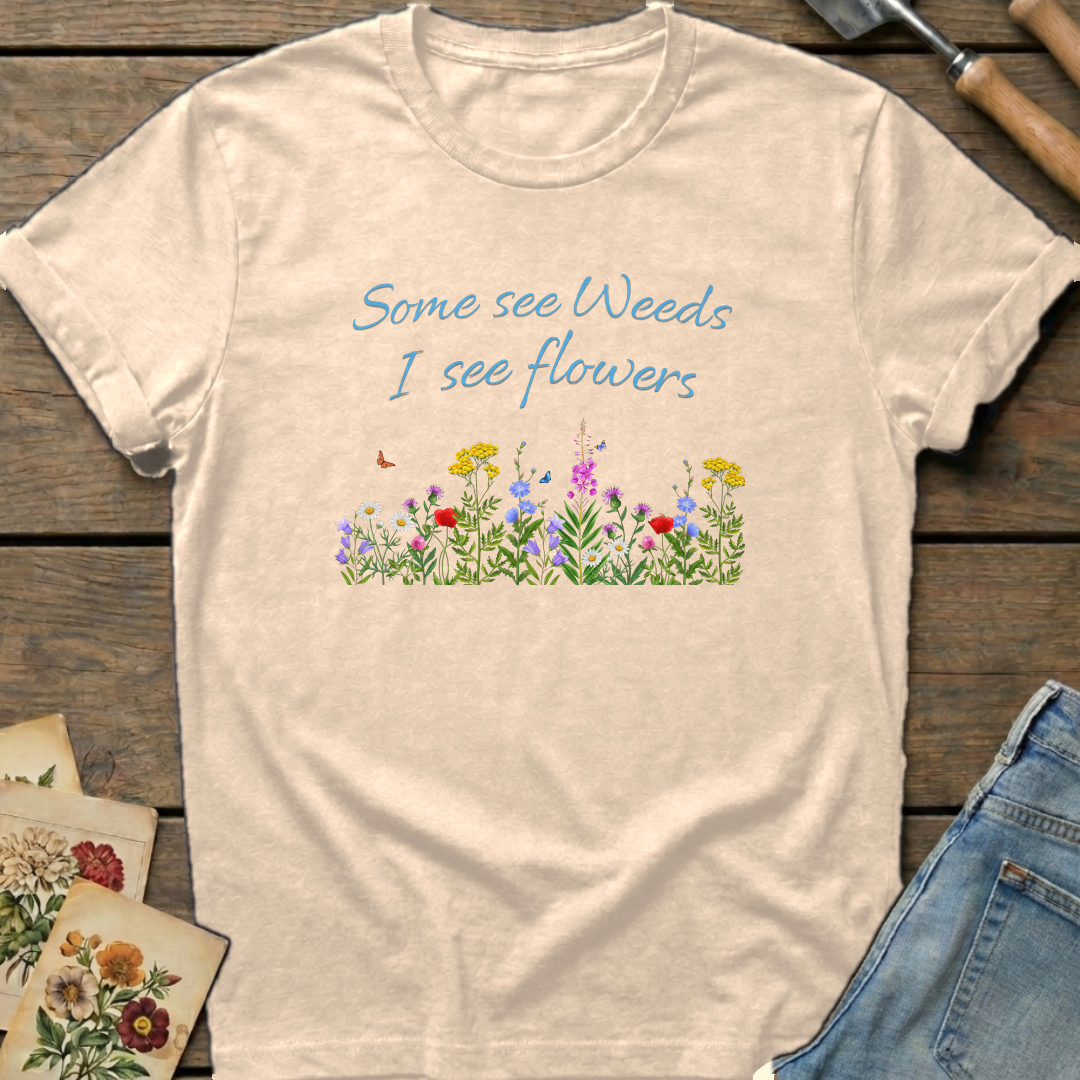 Some See Weeds T-Shirt in Ivory - Comfort Colors 1717 flat lay