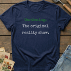 Gardening Reality Show T-Shirt in Midnight - Comfort Colors 1717 flat lay