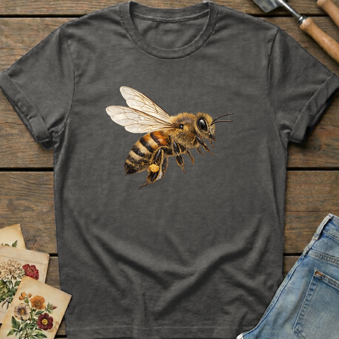 Real Bee  T-shirt in Pepper - Comfort Colors 1717 flat lay