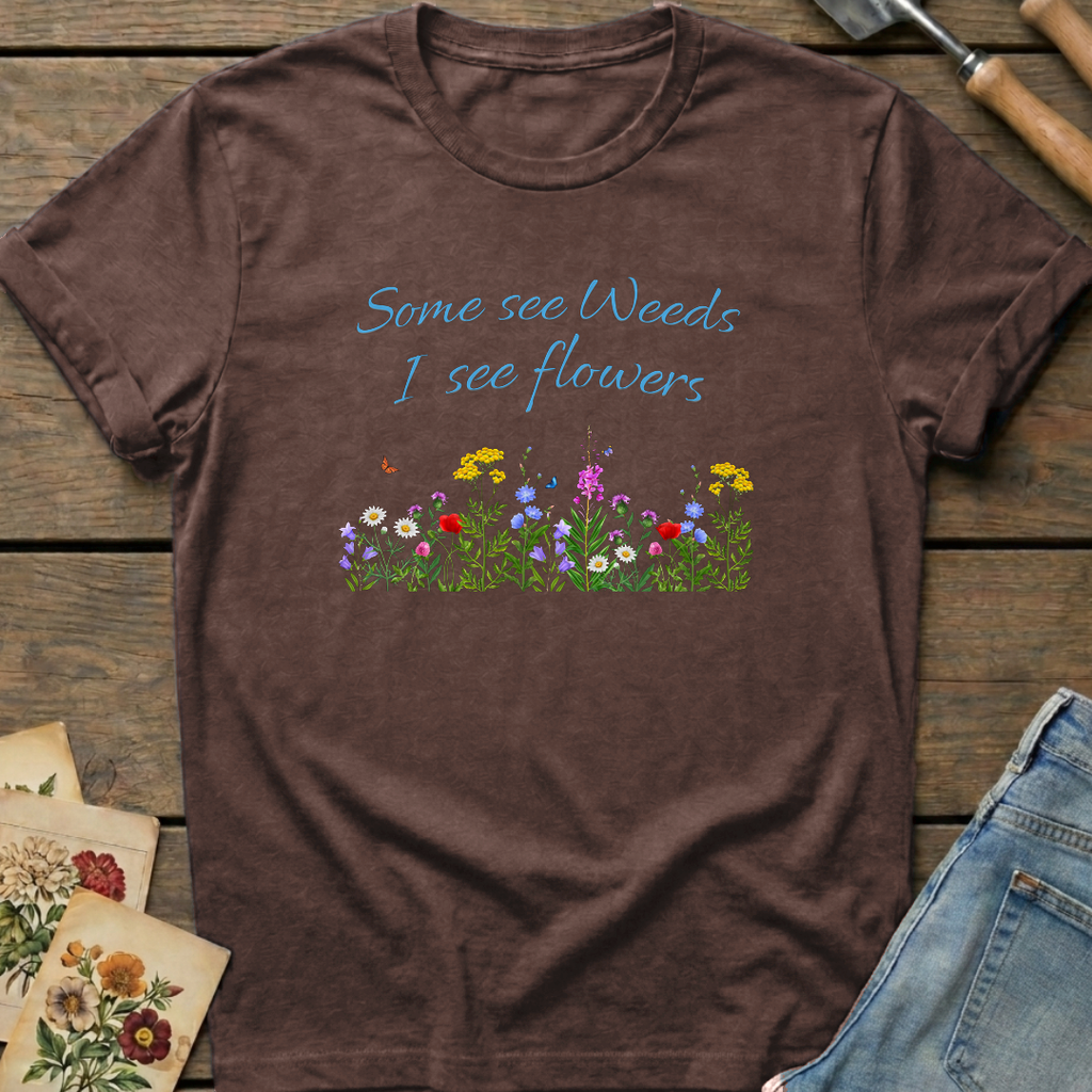 Some See Weeds T-Shirt in Espresso - Comfort Colors 1717 flat lay